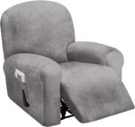 Stretch Velvet Recliner Chair Slipcover Set, Soft Single-Seat Furniture Protector with Thick Fabric and Washable Design