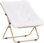 Plush Faux Fur Saucer Chair, Oversized Folding Lounge Seat with Metal Frame for Kids, Teens, Adults and Indoor Relaxation