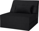 Five-in-One Folding Sleeper Chair, Velvet Convertible Sofa Bed with Pillow and Washable Mattress for Home and Guest Use