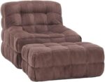 Armless Foam Floor Sofa Chair with Ottoman, Comfortable Single Lounge Seat for Bedroom, Living Room and Office