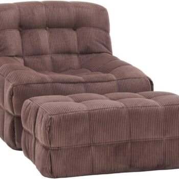 Armless Foam Floor Sofa Chair with Ottoman, Comfortable Single Lounge Seat for Bedroom, Living Room and Office