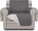 Reversible Chair Slipcover, Water-Resistant Furniture Protector with Elastic Straps for Pets, Children and Everyday Use