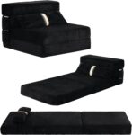 Foldable Futon Sofa Bed Chair with Pillow, Single Sleeper Seat and Floor Mattress for Living Room and Guest Room