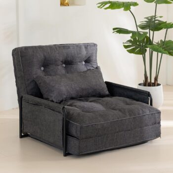 Adjustable Floor Lounge Sofa Bed with Pillow, Five-Position Folding Backrest for Reading, Gaming and Relaxation