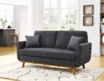 Sofa - Corduroy Gray - Solid Wood Frame & Tapered Legs - Small Spaces & Open-Concept Living Rooms - Cozy Comfort