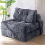 Foldable Sofa Bed Chair with Pillow, Convertible Sleeper Lounge with Back Support, Portable Floor Mattress Couch for Living Room and Bedroom