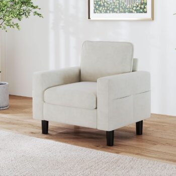 Modern Upholstered Accent Armchair, Single Reading Seat for Bedroom, Living Room, Apartment and Office