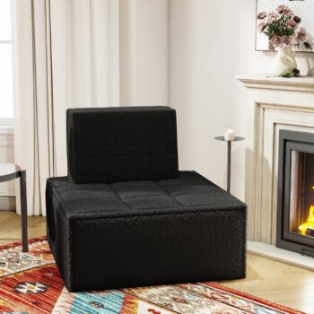 Modular Sherpa Bean Bag Sofa Chair, Soft Floor Lounge Seat for Adults, Reading, Bedroom and Living Room