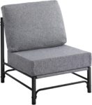 Mid-Century Modern Accent Lounge Chair, Soft Cushioned Fabric Seat with Metal Frame for Living Room, Bedroom and Balcony