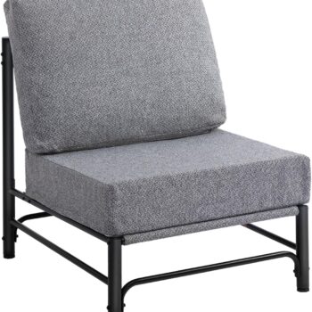 Mid-Century Modern Accent Lounge Chair, Soft Cushioned Fabric Seat with Metal Frame for Living Room, Bedroom and Balcony