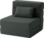 Convertible Folding Sleeper Chair with Pillow, Linen Floor Sofa and Foldable Mattress for Living Room, Guest Room, Dorm and Home Office