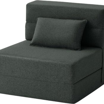 Convertible Folding Sleeper Chair with Pillow, Linen Floor Sofa and Foldable Mattress for Living Room, Guest Room, Dorm and Home Office