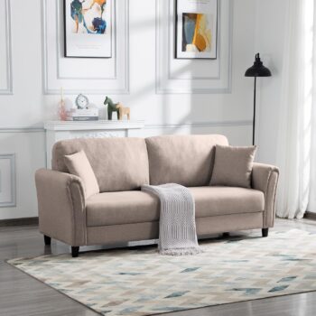 81.5" Modern Minimalist Sofa with Solid Wood Frame, Sturdy and Durable, Suitable for Living Room, Office, etc.Light Brown