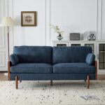 71.75"  Sofa with Plush Cushions, Wood Sides & Rounded Legs Compact & Stylish Couch for Living Room, Apartment Office, Navy